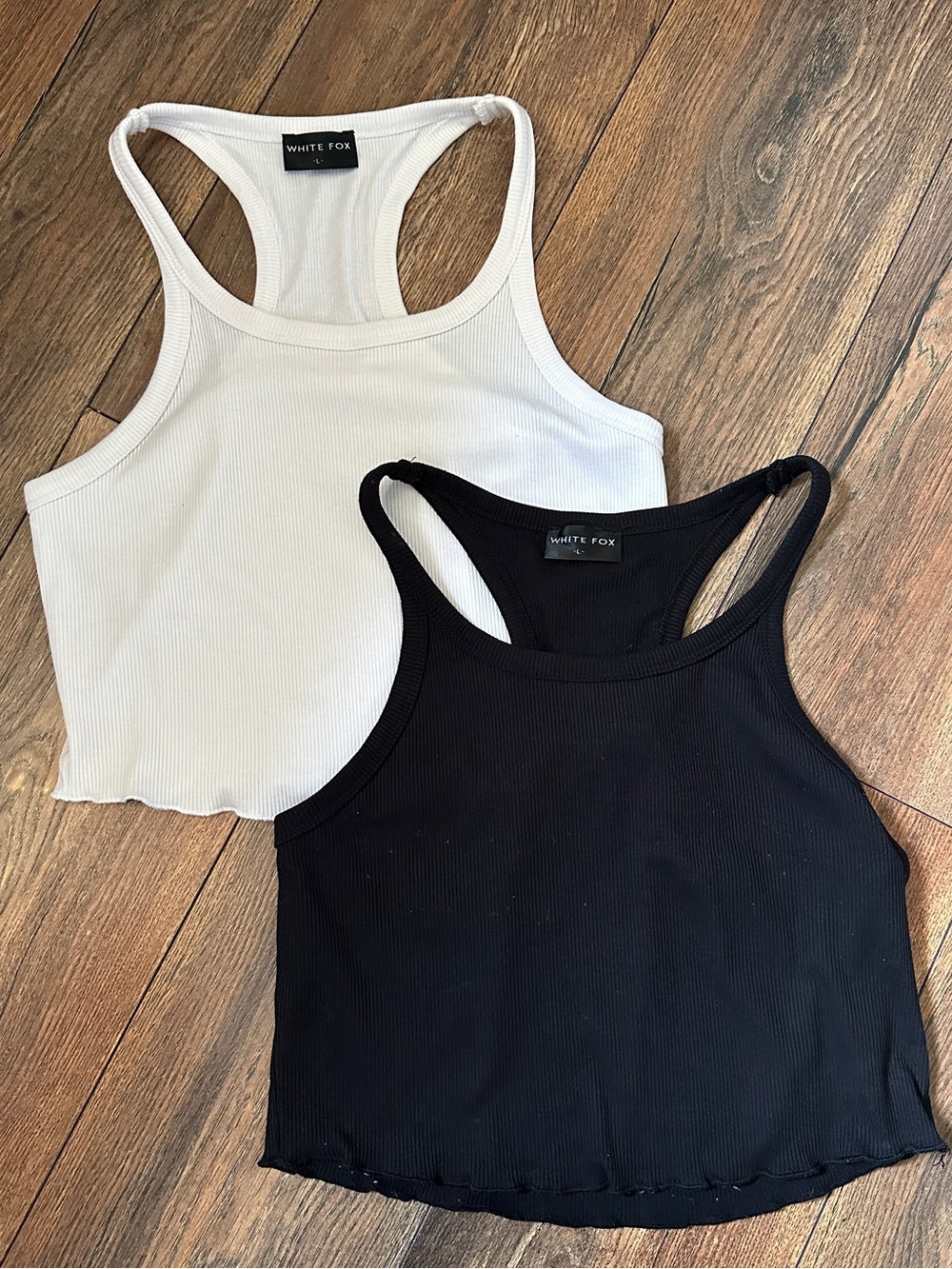 White Fox Boutique Ribbed Racerback Cropped Tank Tops